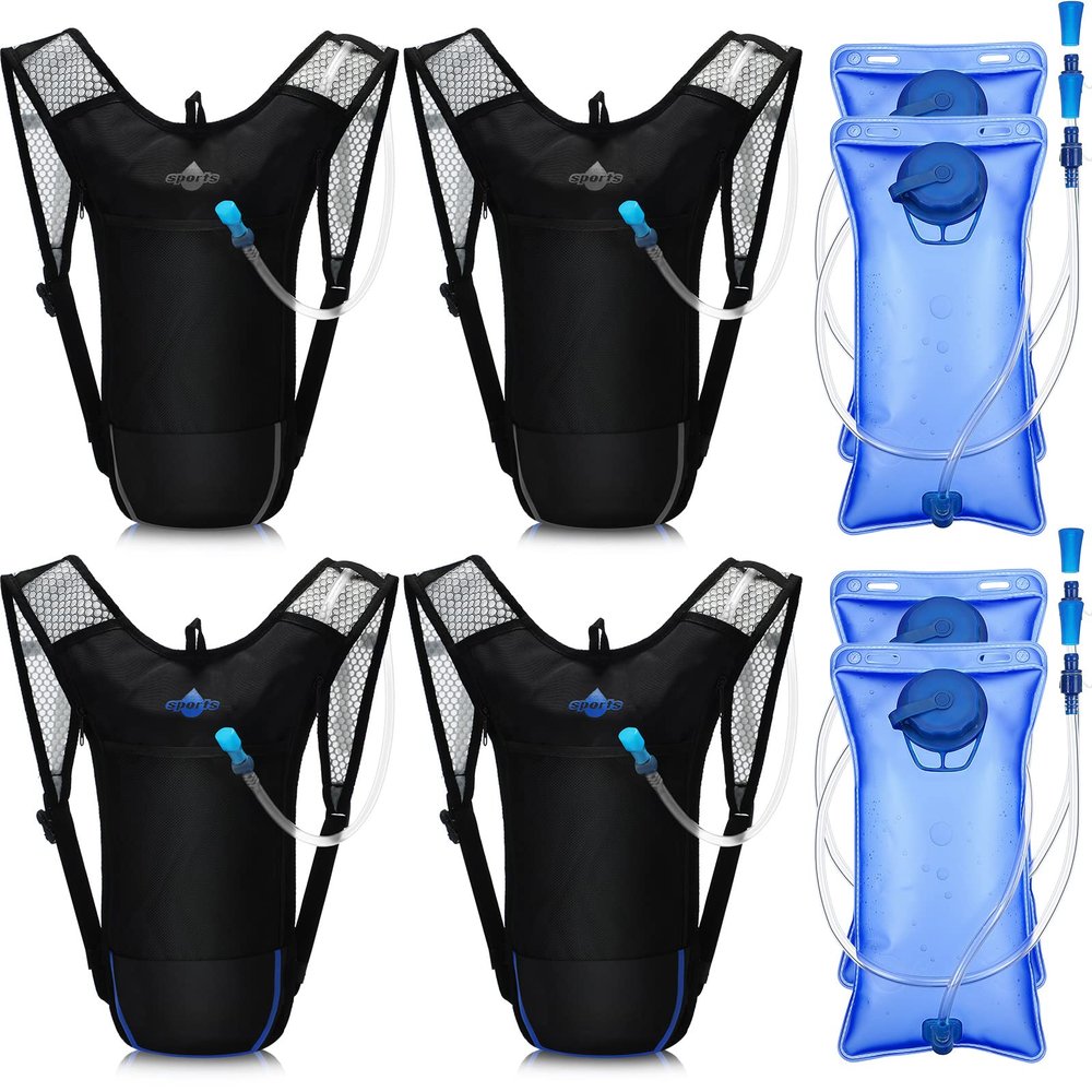 Weewooday 4 Pack Hydration Backpack Pack with 2l Water Bladder Hiking Lightweight Water Backpack Bulk with Hydration Bladder Running Cycling Biking Camping Music Festival Outdoor for Men and Women