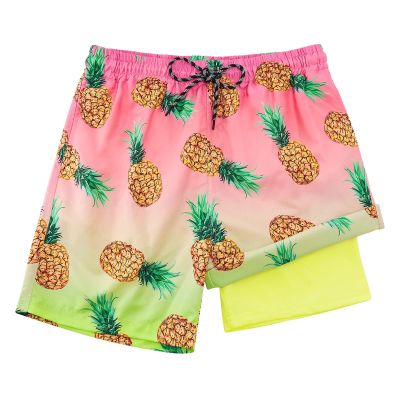 Cozople Boys Pineapple Graphic Swimming Trunks with Boxer Brief Liner Compression Bathing Suit for Teens Summer UPF50+ Quick Dry Swim Beach Board Shorts Size 10