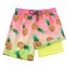 Cozople Boys Pineapple Graphic Swimming Trunks with Boxer Brief Liner Compression Bathing Suit for Teens Summer UPF50+ Quick Dry Swim Beach Board Shorts Size 10 view 1