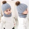 Kids Winter Hat and Scarf Set 2Pcs Winter Warm Knit Beanie Cap and Scarf for Toddler Baby Girls Boys 5-14 Years Old (Gray, One Size) view 3