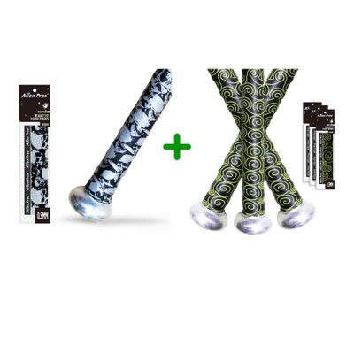 ALIEN PROS 4 Pack Skull & Black Clouds Bat Grip Tape for Baseball 0.5MM - Wrap Your Bat for an Epic Home Run