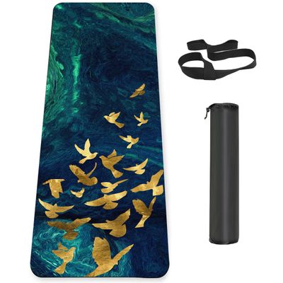Knsbk Non Slip Yoga Mat TPE Workout Mat for Men Women, Thick Workout Mat with Carrying Strap, Fitness Mats for Exercise, Yoga, Fitness, Pilates, Floor Workouts (72" x 24" x 6mm)