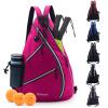 ZOEA Pickleball Bag, Sport Pickleball Sling Bag for Women Man, Adjustable Pickleball Backpack with Water Bottle Holder, Fits 4 Paddles and All Your Other Gear (Rose Red) view 1