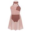 Fldy Kids Girls Lyrical Dance Costumes Modern Jazz Dancewear Sleeveless Mesh Dress Ballet Dance Outfits Dusty Pink 12 Years view 1
