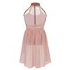 Fldy Kids Girls Lyrical Dance Costumes Modern Jazz Dancewear Sleeveless Mesh Dress Ballet Dance Outfits Dusty Pink 12 Years view 2