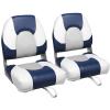 Leader Accessories A Pair of Elite Low/High Back Folding Fishing Boat Seat (2 Seats) (Blue/White/Light Grey) view 1
