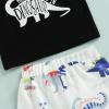 Muasaaluxi Newborn Baby Boys Shorts Set Sleeveless Letter Printed Tank Top T-Shirt Dinosaur Shorts Summer Outfits (Black, 2-3T) view 4