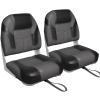 Leader Accessories A Pair of Elite Low/High Back Folding Fishing Boat Seat (2 Seats) (Black/Charcoal) view 1