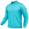 TACVASEN Men's Long Sleeve Polo Shirts Quick Dry Tactical Golf Collared Lightweight Work Breathable Moisture Wicking Outdoor Ice-Blue XL view 1