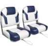 Leader Accessories A Pair of Elite Low/High Back Folding Fishing Boat Seat (2 Seats) (Blue/White) view 1