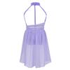 Fldy Kids Girls Lyrical Dance Costumes Modern Jazz Dancewear Sleeveless Mesh Dress Ballet Dance Outfits Lavender 8 Years view 2