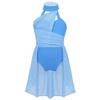Fldy Kids Girls Lyrical Dance Costumes Modern Jazz Dancewear Sleeveless Mesh Dress Ballet Dance Outfits Light Blue 12 Years view 1