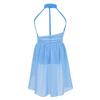 Fldy Kids Girls Lyrical Dance Costumes Modern Jazz Dancewear Sleeveless Mesh Dress Ballet Dance Outfits Light Blue 12 Years view 2