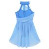 Fldy Kids Girls Lyrical Dance Costumes Modern Jazz Dancewear Sleeveless Mesh Dress Ballet Dance Outfits Light Blue 12 Years view 4