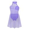 Fldy Kids Girls Lyrical Dance Costumes Modern Jazz Dancewear Sleeveless Mesh Dress Ballet Dance Outfits Lavender 6 Years view 1