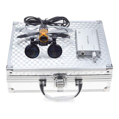5W LED Headlamp with Filter + 3.5X 420 Binocular Loupes Magnifying Glasses Aluminum Box (Silver)