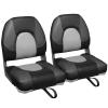 Leader Accessories A Pair of Elite Low/High Back Folding Fishing Boat Seat (2 Seats) (Light Grey/Charcoal/Black) view 1