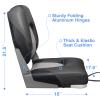 Leader Accessories A Pair of Elite Low/High Back Folding Fishing Boat Seat (2 Seats) (Light Grey/Charcoal/Black) view 3