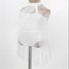 Fldy Kids Girls Lyrical Dance Costumes Modern Jazz Dancewear Sleeveless Mesh Dress Ballet Dance Outfits Ivory 8 Years view 2