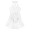 Fldy Kids Girls Lyrical Dance Costumes Modern Jazz Dancewear Sleeveless Mesh Dress Ballet Dance Outfits Ivory 8 Years view 4