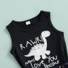 Muasaaluxi Newborn Baby Boys Shorts Set Sleeveless Letter Printed Tank Top T-Shirt Dinosaur Shorts Summer Outfits (Navy Blue, 0-6 Months) view 2
