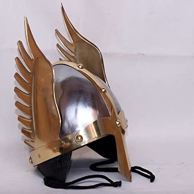 18GA LARP Steel & Brass Viking Helmet Knight Norman Warrior Helmet Replica
