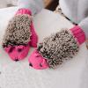 ERFV Cold Weather Gloves For Women Knitted Warm Cartoon Hedgehog Winter Fleece Cotton Thick Finger Gloves Insulation Mittens view 3