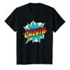 Kids Boys Calvin Comic Book Superhero Name T-Shirt view 1
