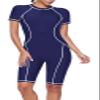 FEOYA Boyleg Swimsuits for Womens Modest One Piece Swimsuits Zipper Bodysuit Swim Contrast Tech Suit Purple view 1