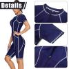 FEOYA Boyleg Swimsuits for Womens Modest One Piece Swimsuits Zipper Bodysuit Swim Contrast Tech Suit Purple view 2