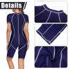FEOYA Boyleg Swimsuits for Womens Modest One Piece Swimsuits Zipper Bodysuit Swim Contrast Tech Suit Purple view 3