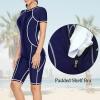 FEOYA Boyleg Swimsuits for Womens Modest One Piece Swimsuits Zipper Bodysuit Swim Contrast Tech Suit Purple view 4