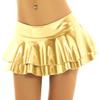 Fldy Women's Solid Novelty Metallic Pleated Mini Skirt Double Layer Tutu Flare Dance Dresses Gold XX-Large view 2