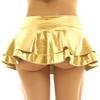 Fldy Women's Solid Novelty Metallic Pleated Mini Skirt Double Layer Tutu Flare Dance Dresses Gold XX-Large view 3