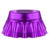 Fldy Women's Solid Novelty Metallic Pleated Mini Skirt Double Layer Tutu Flare Dance Dresses Purple XX-Large view 1