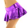 Fldy Women's Solid Novelty Metallic Pleated Mini Skirt Double Layer Tutu Flare Dance Dresses Purple XX-Large view 4