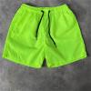 Sinzelimin Men's Quick-Dry Swim Trunks Holiday Casual 5'' Beach Shorts Drawstring Pocket Solid Candy Color Swimsuit Swimwear Fluorescent Green view 2