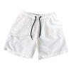 Sinzelimin Men's Quick-Dry Swim Trunks Holiday Casual 5'' Beach Shorts Drawstring Pocket Solid Candy Color Swimsuit Swimwear White view 1