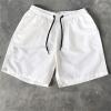 Sinzelimin Men's Quick-Dry Swim Trunks Holiday Casual 5'' Beach Shorts Drawstring Pocket Solid Candy Color Swimsuit Swimwear White view 2
