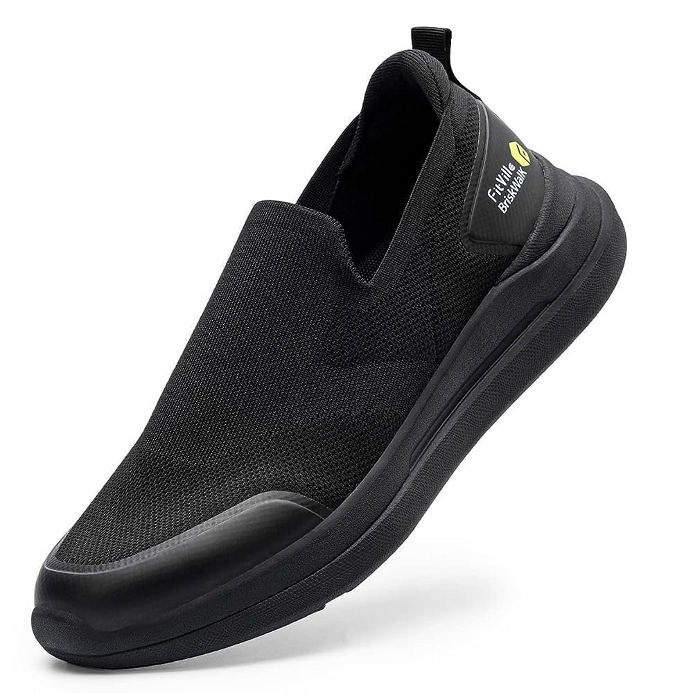 FitVille Plantar Fasciitis Shoes for Men Wide Orthopedic Shoes for Foot Pain Relief - BriskWalk (9 Wide, Black)