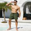 SILKWORLD Mens Swimming Trunks with Compression Liner 2 in 1 Quick-Dry Bathing Suits with Zipper Pockets Army Green view 3