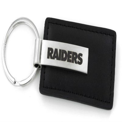 Aminco NFL Las Vegas Raiders Leather Keychain with Laser Engraved Logo