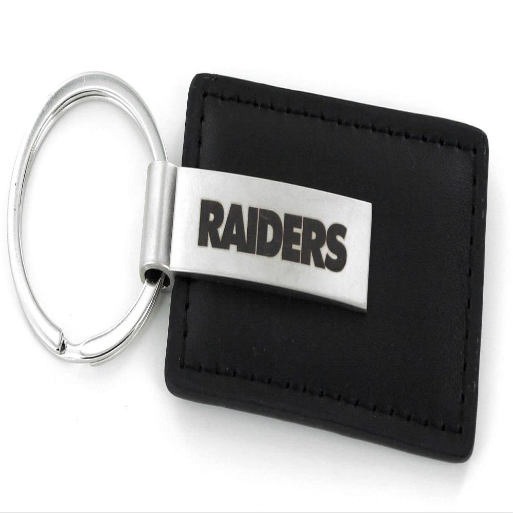 Aminco NFL Las Vegas Raiders Leather Keychain with Laser Engraved Logo
