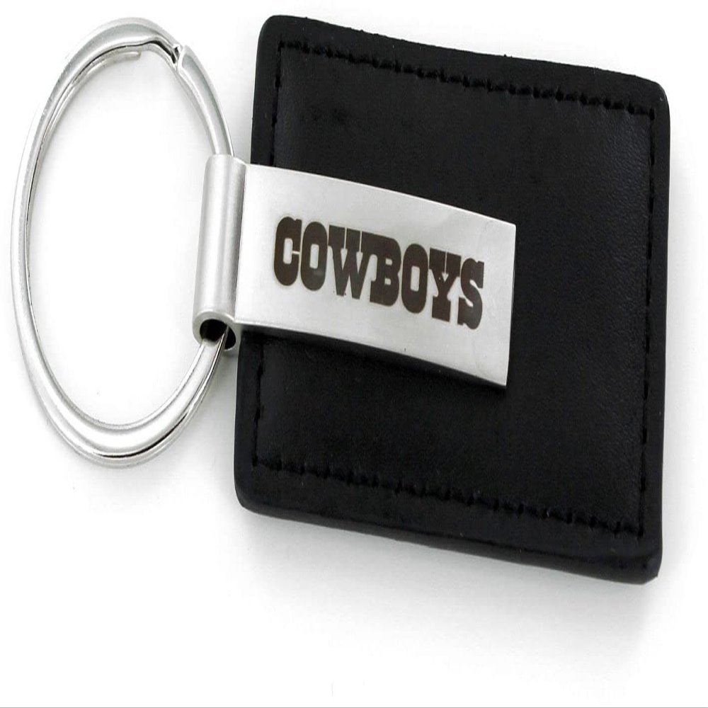 Aminco NFL Dallas Cowboys Leather Keychain with Laser Engraved Logo