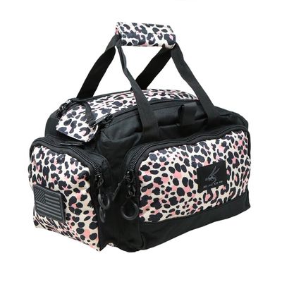 Exos Tactical Range Bag - Medium Size Range Bag for Shooting - Gun Case for Handguns, Ammo Storage, Tactical Backpack, Molle Webbing, Free Subdued USA Patch, Designed in the USA (Pink Leapord)