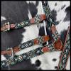 Showman Black & Turquoise Beaded Southwest Design Single Ear Leather Headstall & Breast Collar Set, Average Full Size Horse view 3