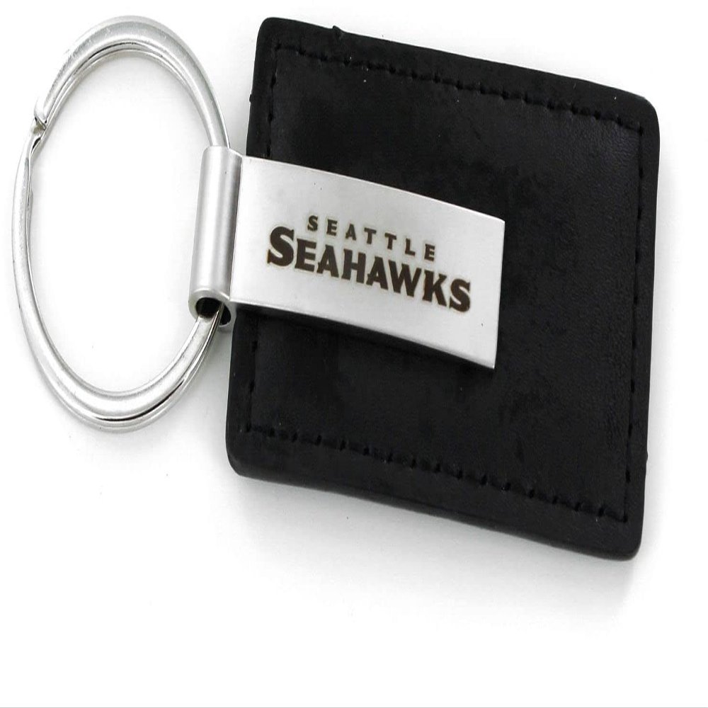 Aminco NFL Seattle Seahawks Leather Keychain with Laser Engraved Logo