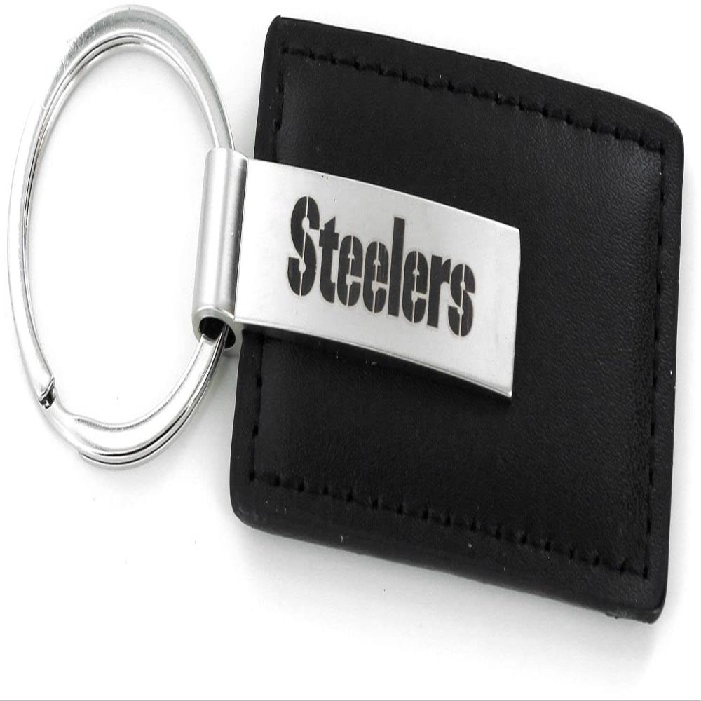 Aminco NFL Pittsburgh Steelers Leather Keychain with Laser Engraved Logo
