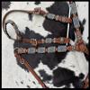Showman Orange & Turquoise Beaded Southwest Design Single Ear Leather Headstall & Breast Collar Set view 2