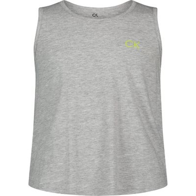 Calvin Klein Girls' Performance Tank Top, Sleeveless & Crew-Neck Neckline, Logo Detailing, Grey Gradient, 7